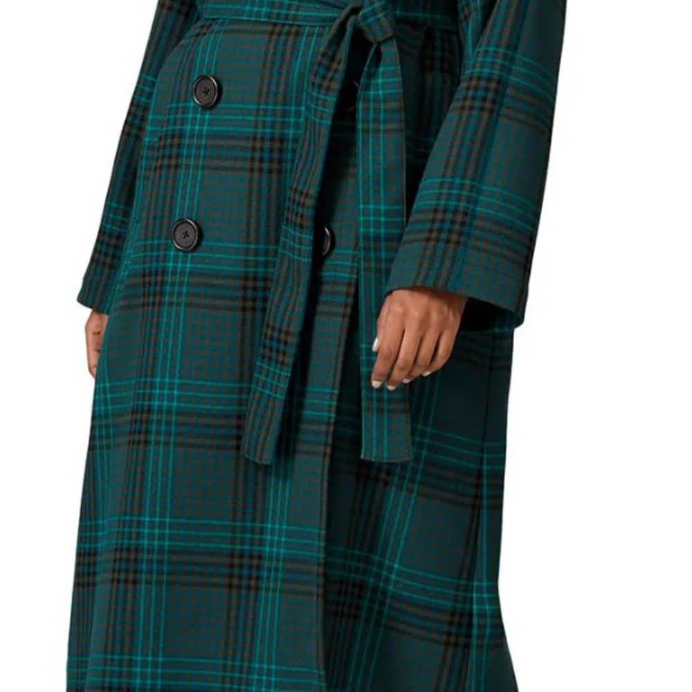 Double Breasted Plaid Wool Coat
